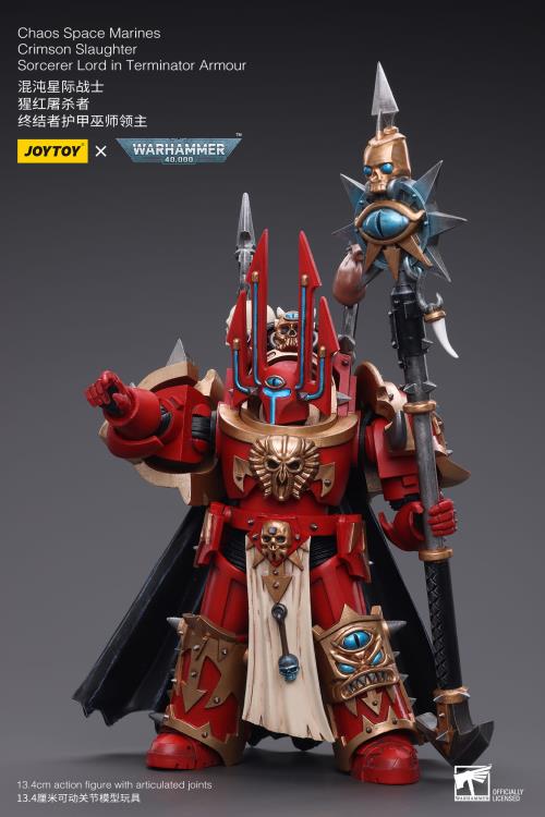 Warhammer 40k Chaos Space Marines Crimson Slaughter Sorcerer Lord in Terminator Armour 1/18 Scale Figure - Image 2