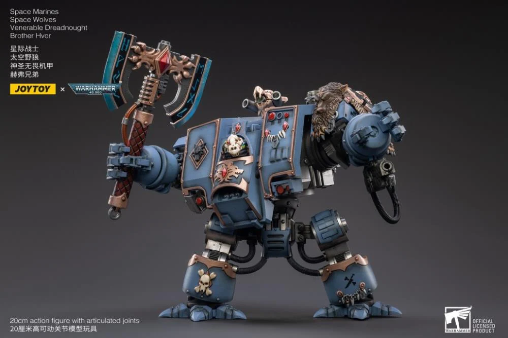 Warhammer 40K Space Marines Space Wolves Venerable Dreadnought Brother Hvor 1/18 Scale Figure - Image 3