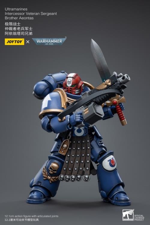 Warhammer 40k Ultramarines Intercessor Veteran Sergeant Brother Aeontas 1/18 Scale Figure - Image 3
